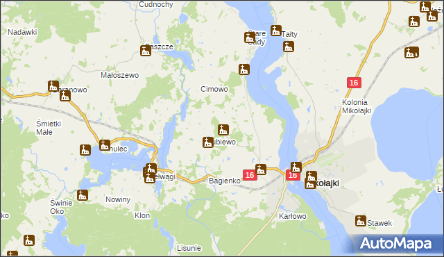 mapa Nowe Sady gmina Mikołajki, Nowe Sady gmina Mikołajki na mapie Targeo