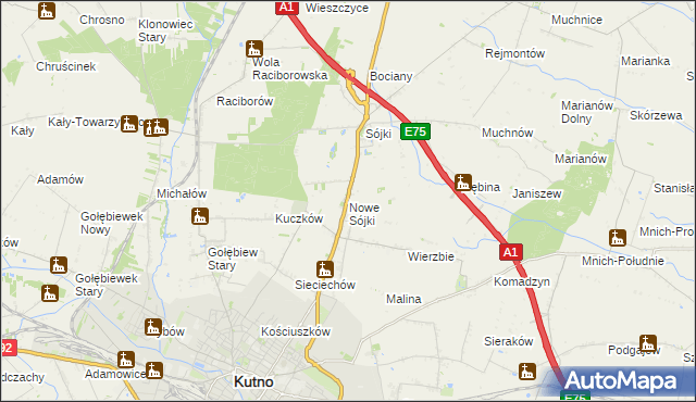 mapa Nowe Sójki, Nowe Sójki na mapie Targeo