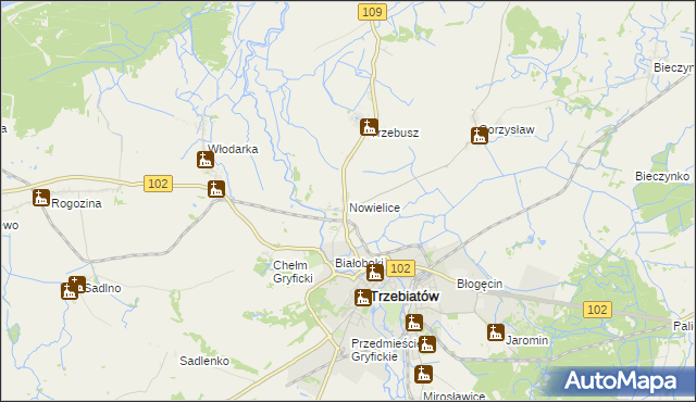 mapa Nowielice, Nowielice na mapie Targeo