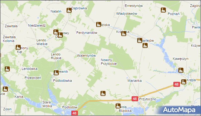 mapa Nowiny Przytockie, Nowiny Przytockie na mapie Targeo