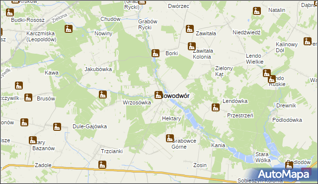 mapa Nowodwór powiat rycki, Nowodwór powiat rycki na mapie Targeo