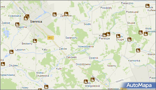 mapa Nowodzielnik, Nowodzielnik na mapie Targeo