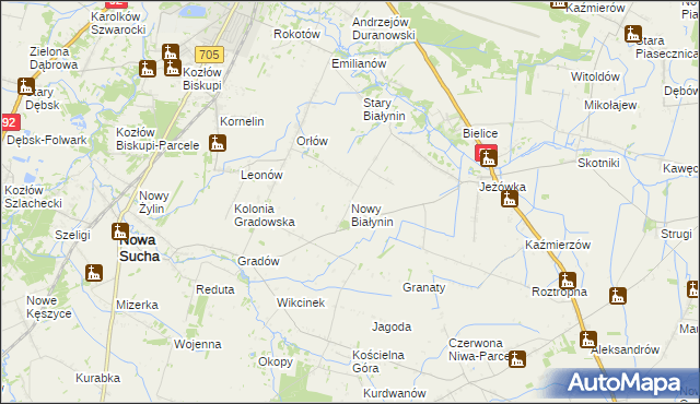 mapa Nowy Białynin, Nowy Białynin na mapie Targeo