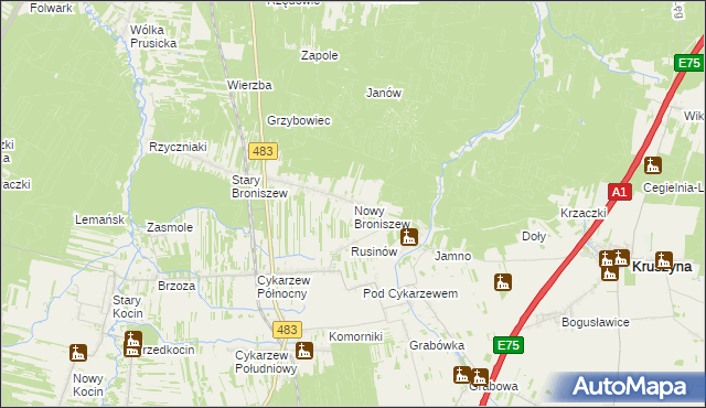mapa Nowy Broniszew, Nowy Broniszew na mapie Targeo
