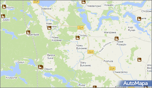 mapa Nowy Bukowiec gmina Stara Kiszewa, Nowy Bukowiec gmina Stara Kiszewa na mapie Targeo
