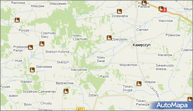 mapa Nowy Świat gmina Kawęczyn, Nowy Świat gmina Kawęczyn na mapie Targeo