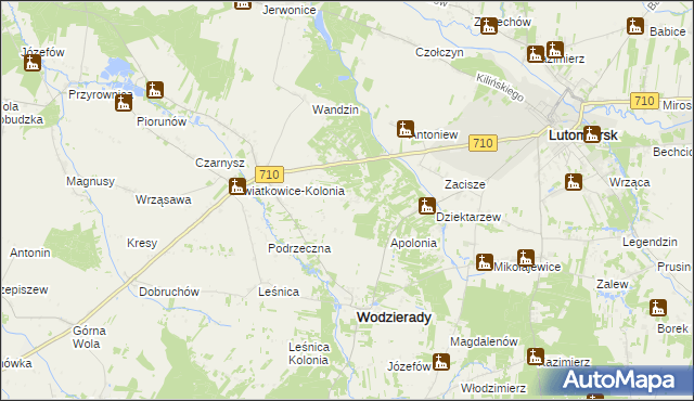 mapa Nowy Świat gmina Wodzierady, Nowy Świat gmina Wodzierady na mapie Targeo