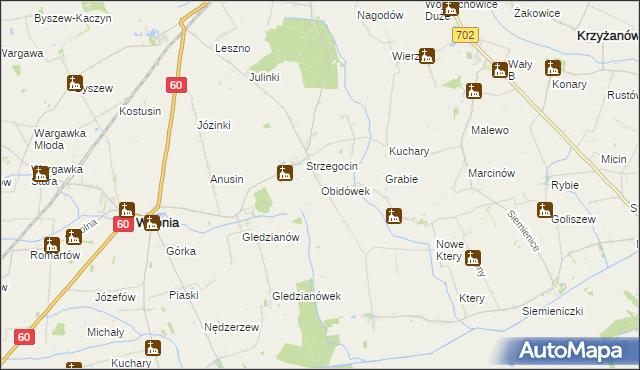 mapa Obidówek, Obidówek na mapie Targeo