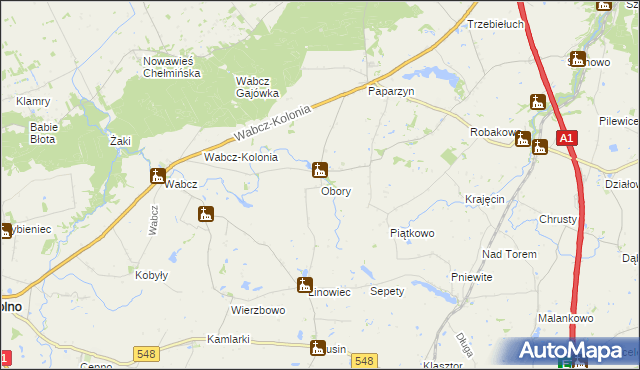 mapa Obory gmina Stolno, Obory gmina Stolno na mapie Targeo