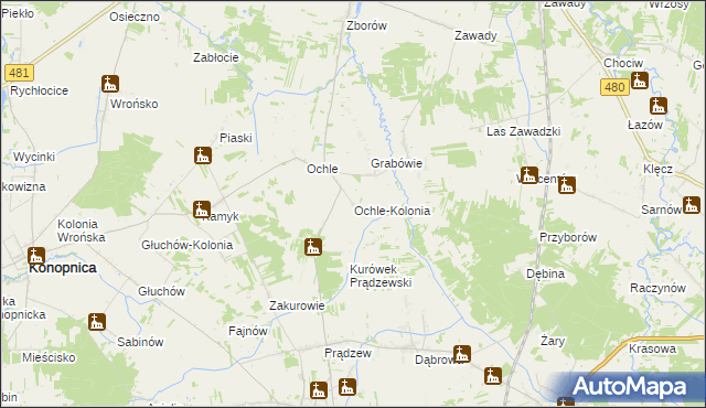 mapa Ochle-Kolonia, Ochle-Kolonia na mapie Targeo