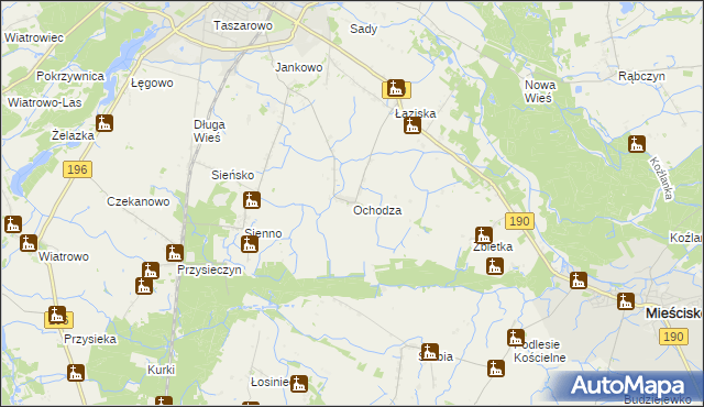 mapa Ochodza gmina Wągrowiec, Ochodza gmina Wągrowiec na mapie Targeo