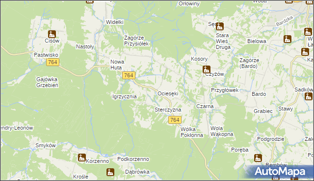 mapa Ociesęki, Ociesęki na mapie Targeo