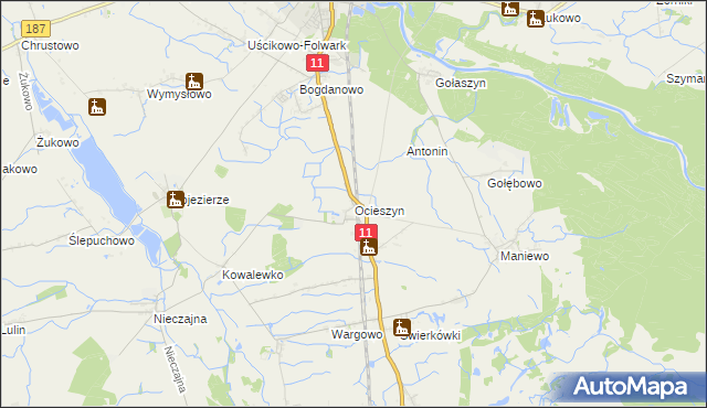 mapa Ocieszyn, Ocieszyn na mapie Targeo