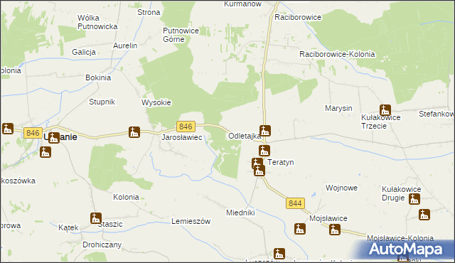 mapa Odletajka, Odletajka na mapie Targeo