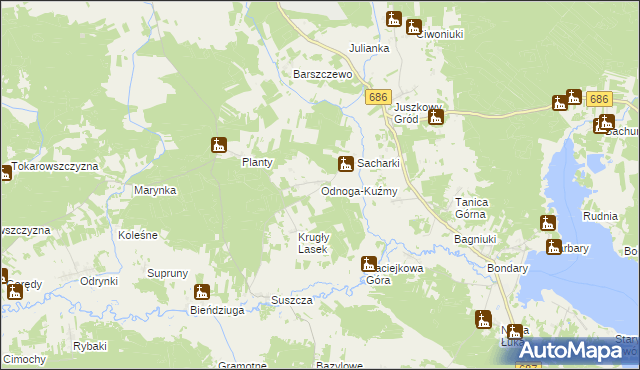 mapa Odnoga-Kuźmy, Odnoga-Kuźmy na mapie Targeo