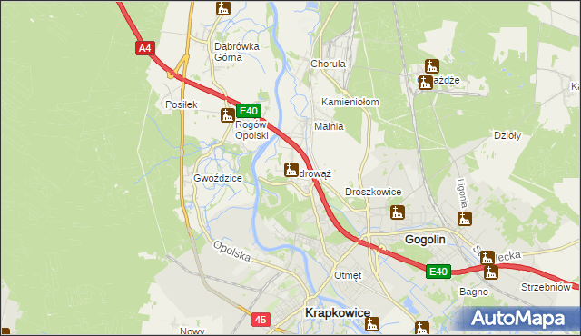mapa Odrowąż gmina Gogolin, Odrowąż gmina Gogolin na mapie Targeo