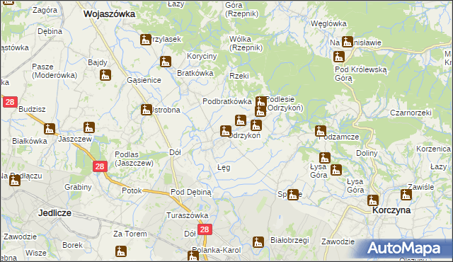 mapa Odrzykoń, Odrzykoń na mapie Targeo