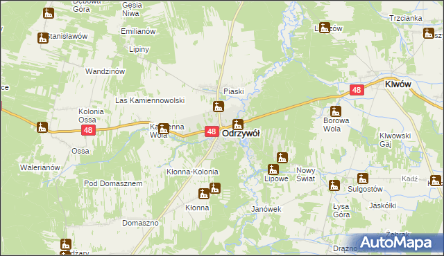 mapa Odrzywół, Odrzywół na mapie Targeo