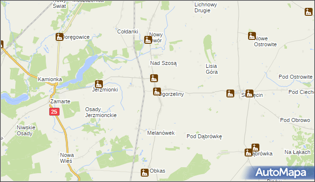 mapa Ogorzeliny, Ogorzeliny na mapie Targeo
