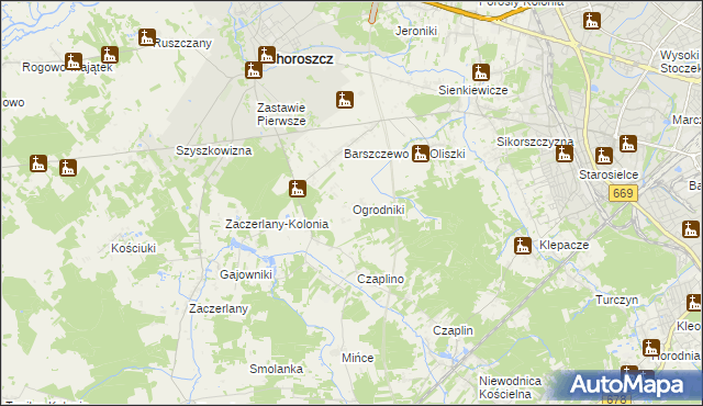 mapa Ogrodniki gmina Choroszcz, Ogrodniki gmina Choroszcz na mapie Targeo