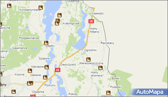 mapa Ogrodniki gmina Sejny, Ogrodniki gmina Sejny na mapie Targeo