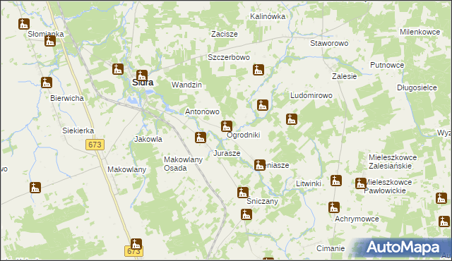 mapa Ogrodniki gmina Sidra, Ogrodniki gmina Sidra na mapie Targeo