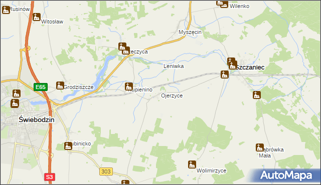 mapa Ojerzyce, Ojerzyce na mapie Targeo