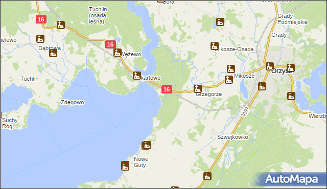 mapa Okartowo-Tartak, Okartowo-Tartak na mapie Targeo