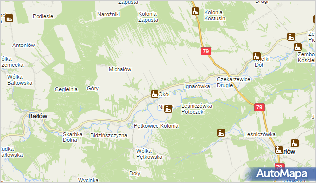 mapa Okół gmina Bałtów, Okół gmina Bałtów na mapie Targeo