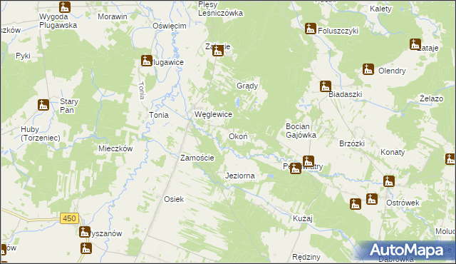 mapa Okoń, Okoń na mapie Targeo