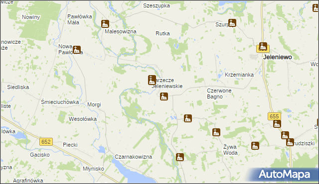 mapa Okrągłe gmina Jeleniewo, Okrągłe gmina Jeleniewo na mapie Targeo