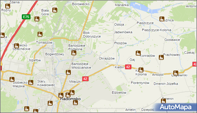 mapa Okrajszów, Okrajszów na mapie Targeo