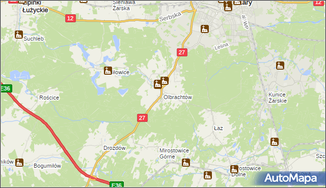 mapa Olbrachtów, Olbrachtów na mapie Targeo