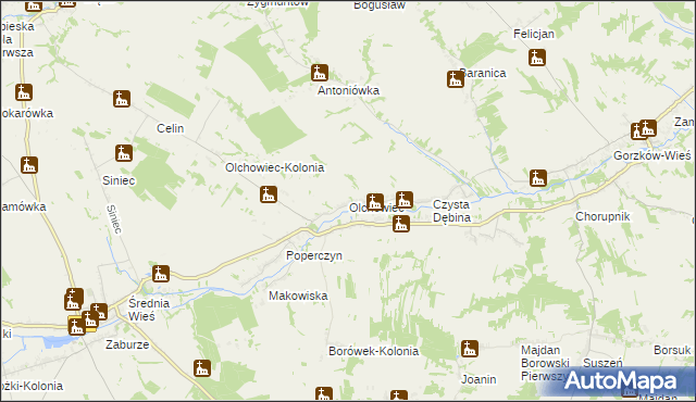 mapa Olchowiec gmina Żółkiewka, Olchowiec gmina Żółkiewka na mapie Targeo
