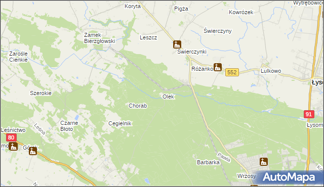 mapa Olek gmina Łysomice, Olek gmina Łysomice na mapie Targeo