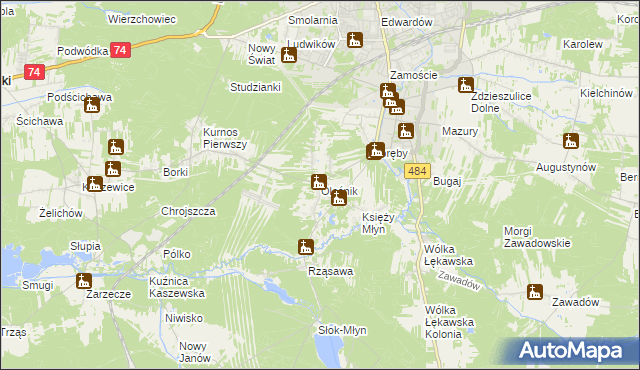 mapa Oleśnik gmina Bełchatów, Oleśnik gmina Bełchatów na mapie Targeo