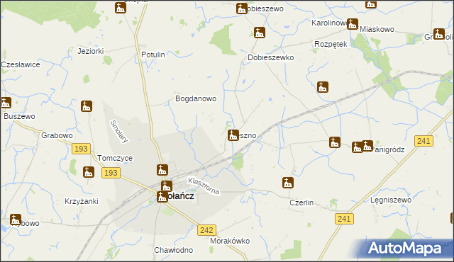 mapa Oleszno gmina Gołańcz, Oleszno gmina Gołańcz na mapie Targeo