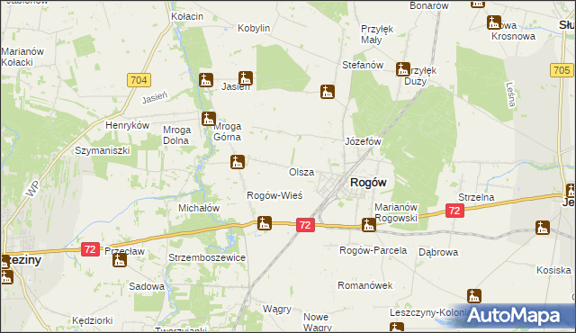 mapa Olsza gmina Rogów, Olsza gmina Rogów na mapie Targeo