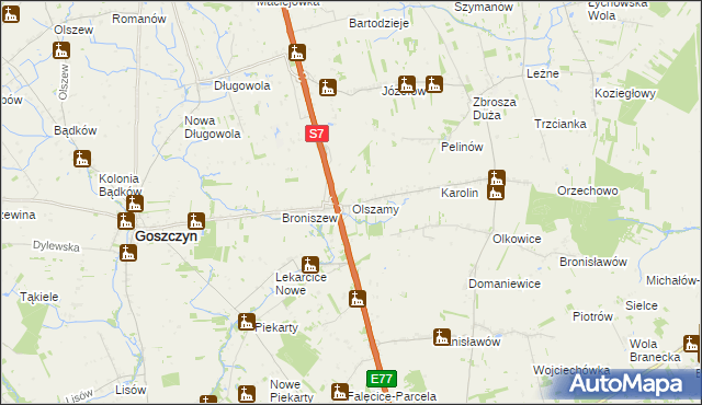 mapa Olszamy, Olszamy na mapie Targeo