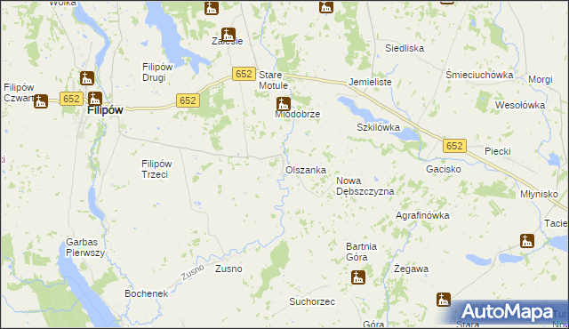 mapa Olszanka gmina Filipów, Olszanka gmina Filipów na mapie Targeo