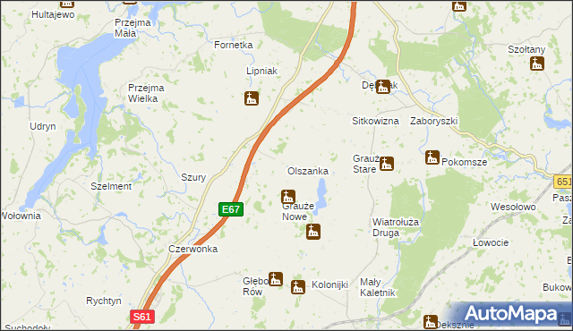 mapa Olszanka gmina Szypliszki, Olszanka gmina Szypliszki na mapie Targeo