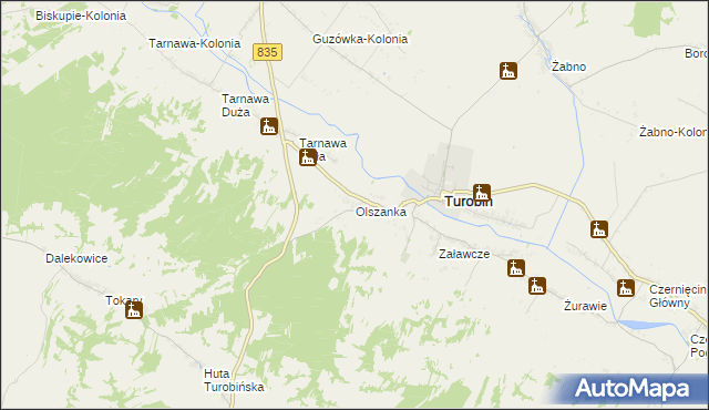 mapa Olszanka gmina Turobin, Olszanka gmina Turobin na mapie Targeo