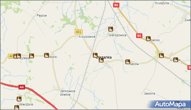 mapa Olszanka powiat brzeski, Olszanka powiat brzeski na mapie Targeo