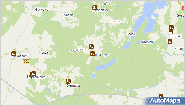 mapa Olszanowo, Olszanowo na mapie Targeo