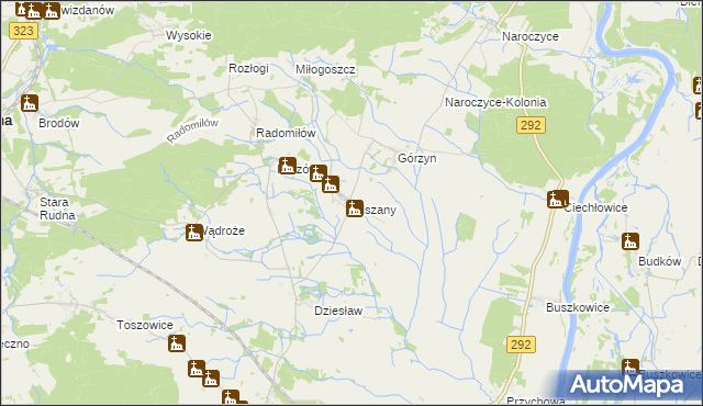 mapa Olszany gmina Rudna, Olszany gmina Rudna na mapie Targeo