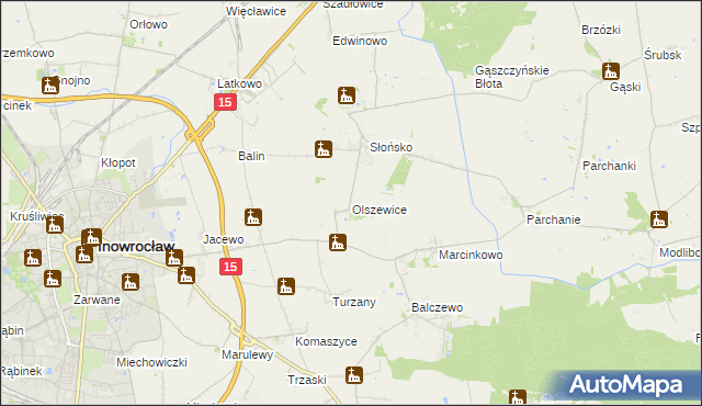 mapa Olszewice gmina Inowrocław, Olszewice gmina Inowrocław na mapie Targeo