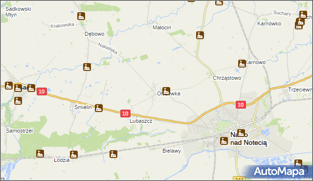 mapa Olszewka gmina Nakło nad Notecią, Olszewka gmina Nakło nad Notecią na mapie Targeo
