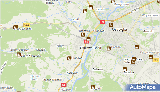 mapa Olszewo-Borki, Olszewo-Borki na mapie Targeo