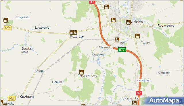 mapa Olszewo gmina Nidzica, Olszewo gmina Nidzica na mapie Targeo