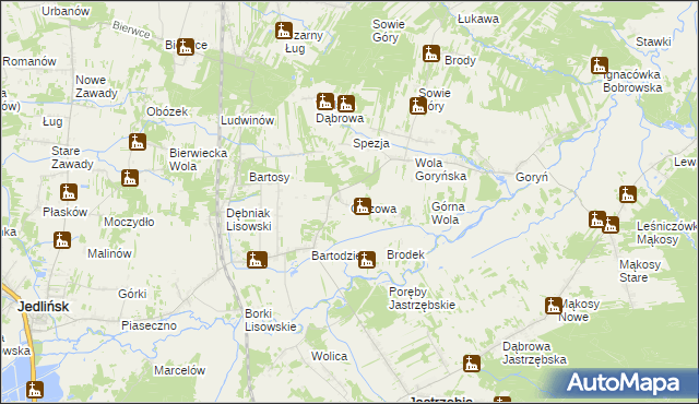 mapa Olszowa gmina Jastrzębia, Olszowa gmina Jastrzębia na mapie Targeo